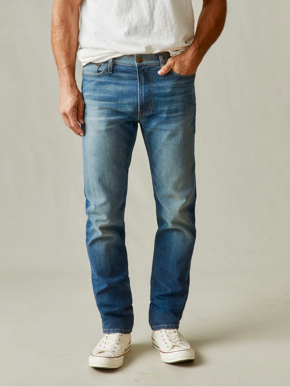 NEW American Giant Men's Dakota Straight Pant in Medium Wash, Size 34W 34L